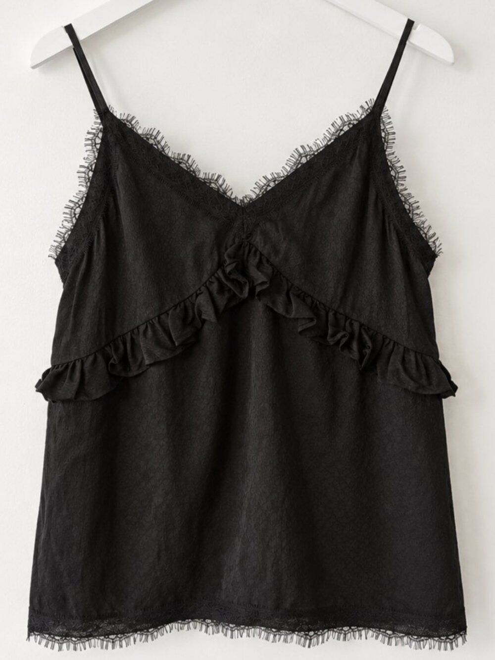 *NEW* LACE TRIM SATIN CAMI, SUBTLE SNAKE JACQUARD